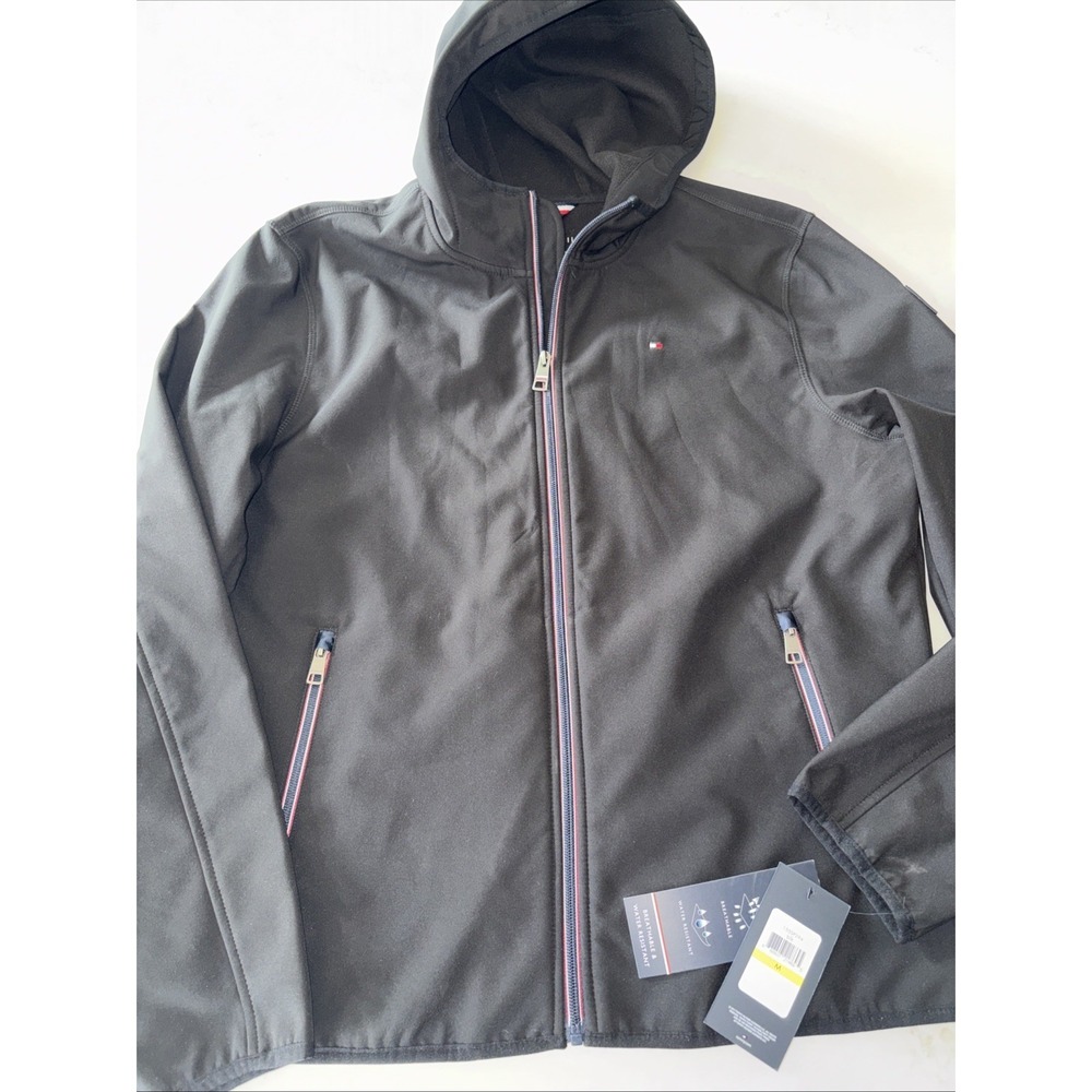 Tommy Hilfiger Water Resistant Hooded Softshell Jacket‎ Mens M Black $160
